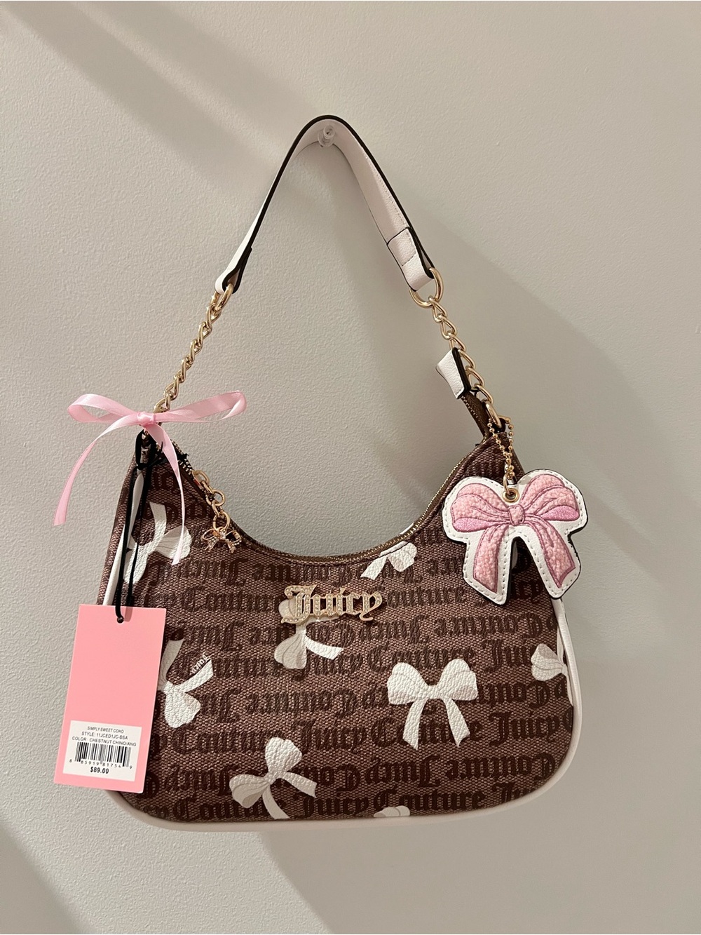 NWT Juicy Couture White Bow Shoulder Bag
